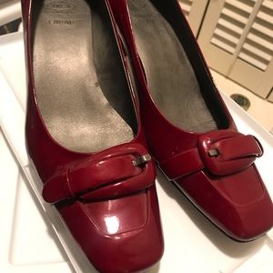 Red patent leather Joan and david shoes